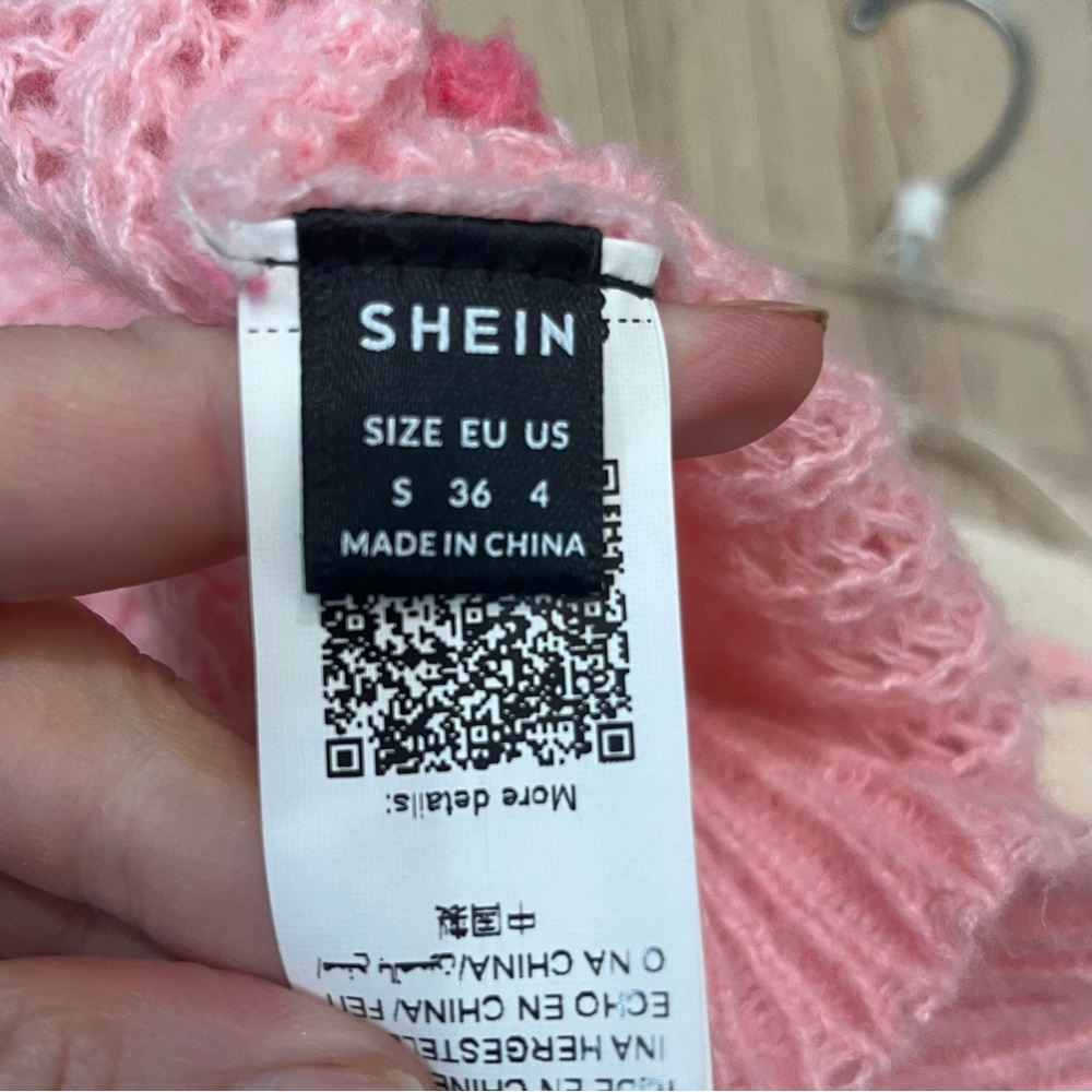 Shein pink white stripe sweater size small oversized - Picture 4 of 5